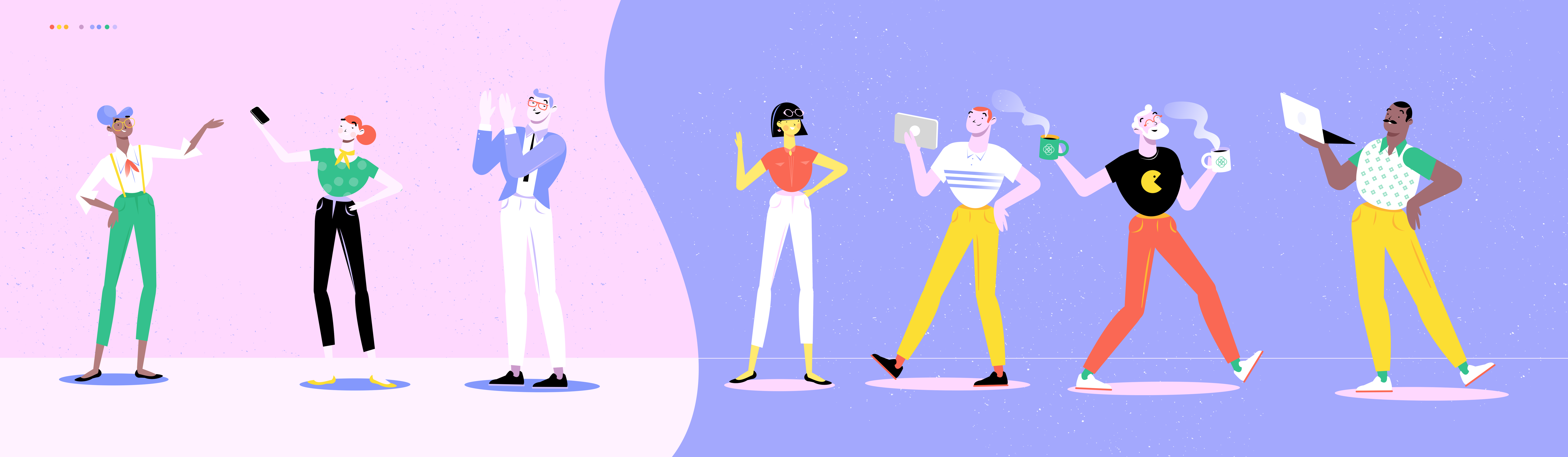 Mentorly mentorship platform - illustrated diverse characters in different poses